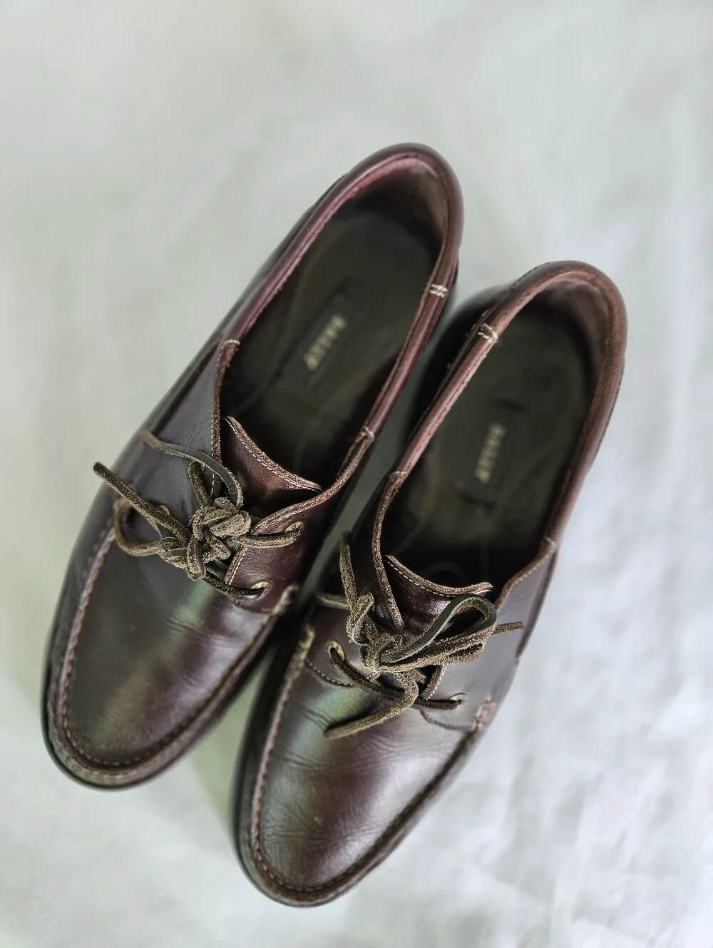 Bally of Switzerland Brown Leather Boat Shoes Deck Moccasins Plume Style